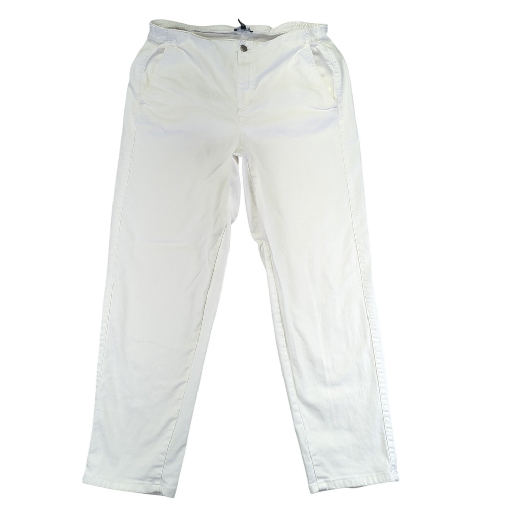 EILEEN FISHER White‎ Organic Cotton Stretch Straight Leg Pants M Medium Casual